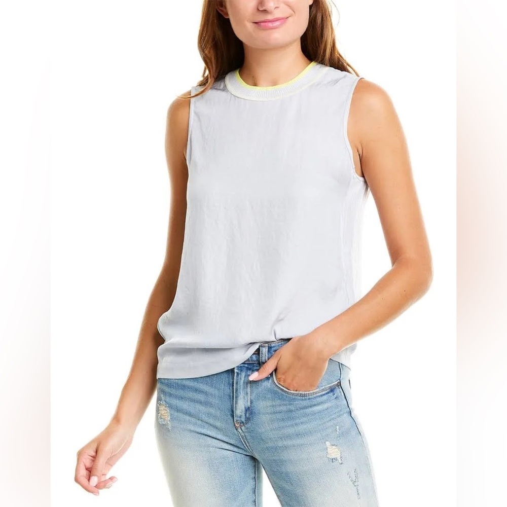 Rag & Bone Women's Gray Ice new Solo Crewneck Casual Summer Vacation Tank SizeXL
